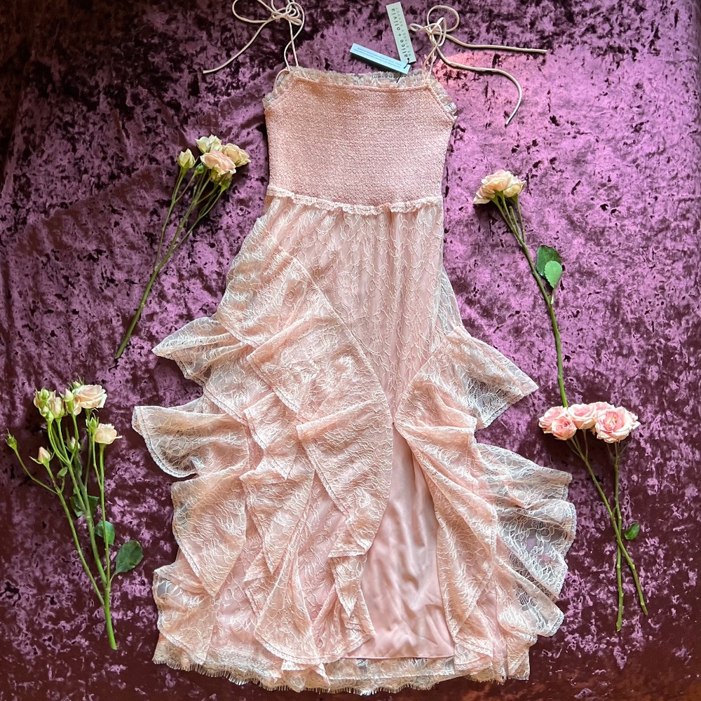 Alice + Olivia Jocelyn Ruffled Midi Dress